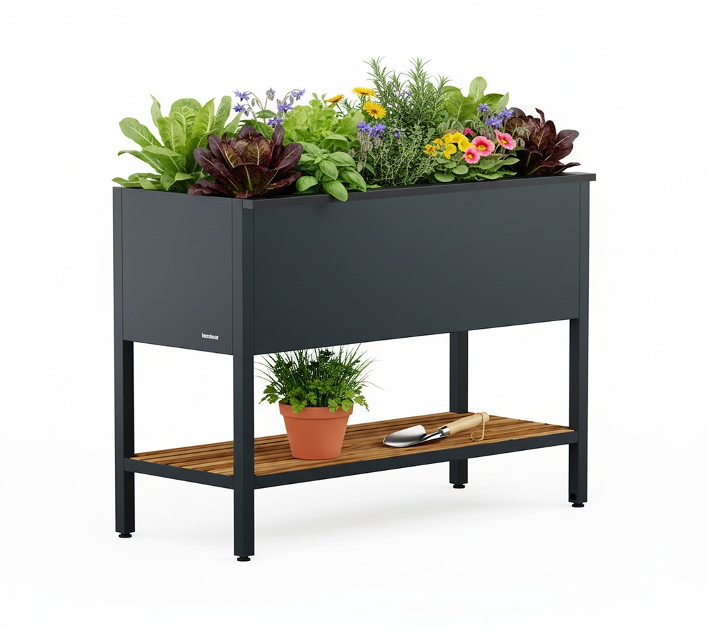 Herstera Garden kovinska visoka greda Deco z LED osvetlitvijo 2