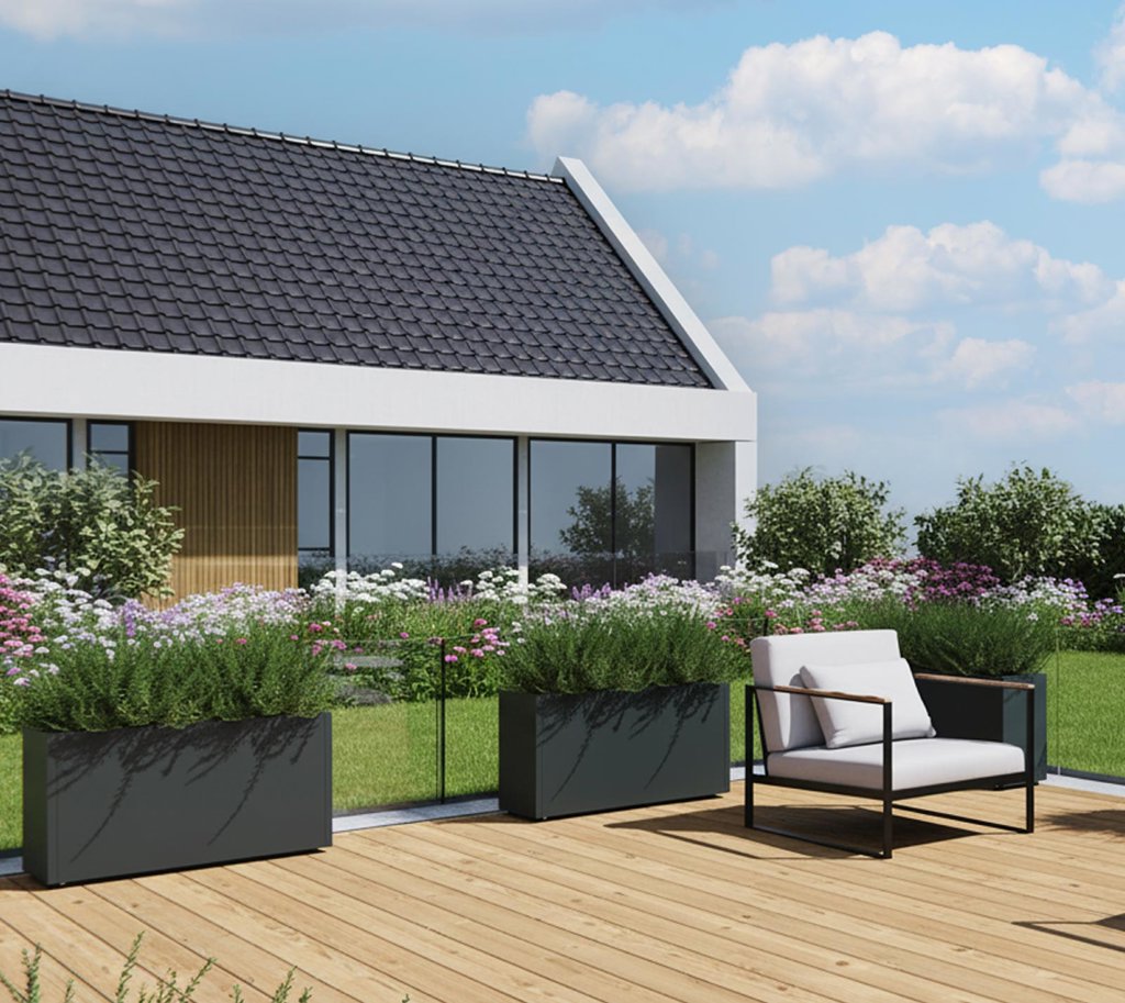 Herstera Garden kovinski cvetlični lonec Cube 30 2