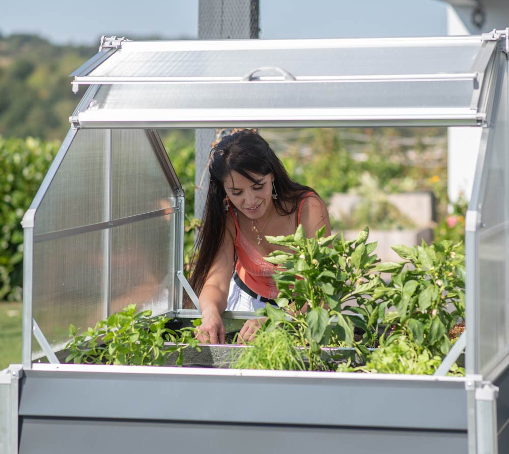 Westmann kovinska visoka greda z mini rastlinjakom Store & Grow 3